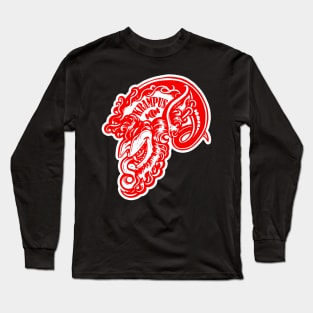 Smiling Krampus - White Outlined, Red Design Version Long Sleeve T-Shirt